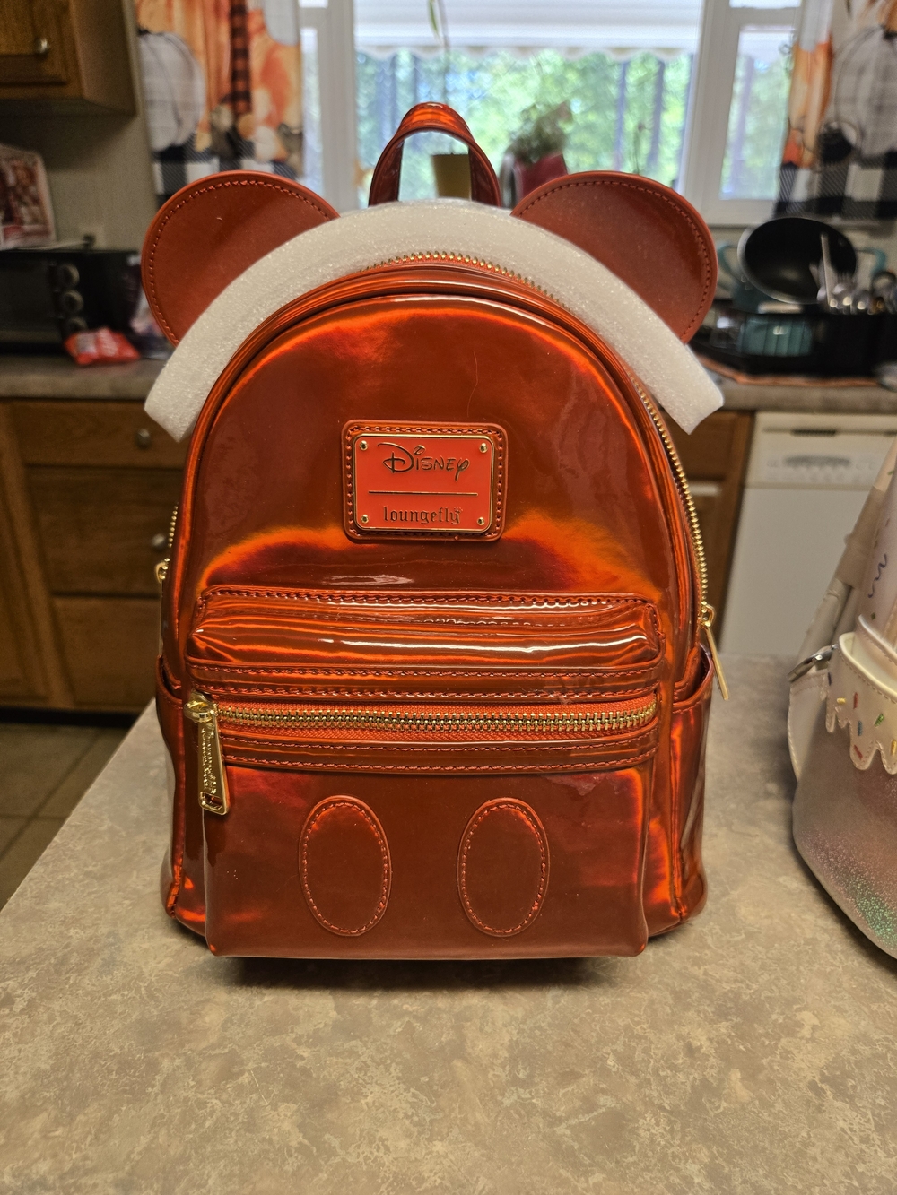 Loungefly Metallic Red Mickey Ear Mini Backpack